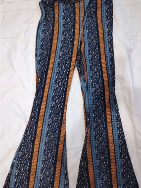 No Boundaries Blue and Brown Vertical Stripe Flare Pants- AWESOME!